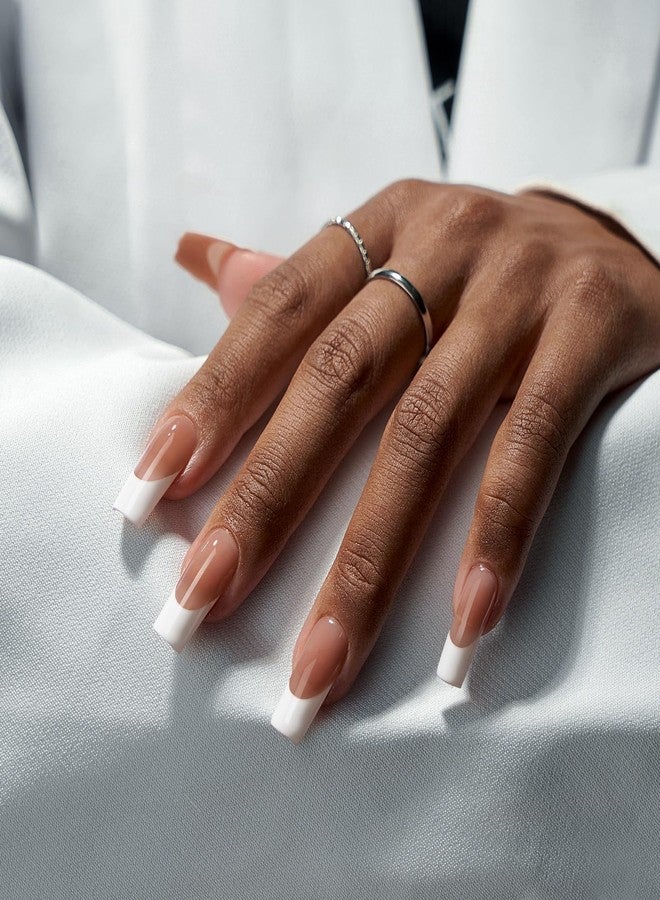 btartboxnails أظافر BTArtboxnails XCOATTIPS ذات الأطراف الفرنسية، 150 قطعة من الأظافر الطويلة المربعة البنية سهلة التركيب، أظافر جل لفن تزيين الأظافر بنفسك - Image 2
